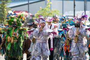 A marching band in fancy costumes