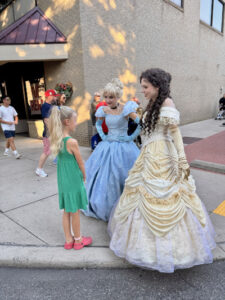 Little kids talking to Disney Princesses