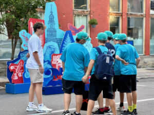 Teenagers hanging out at the event