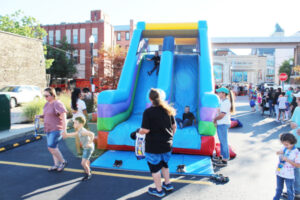 Kids going down the slide