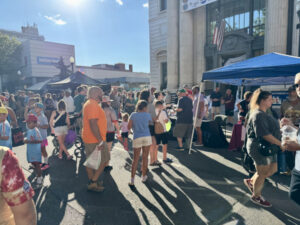 Crowd gathered outside of the Williamsport Chamber building