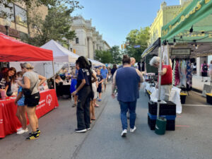 People walking down the street